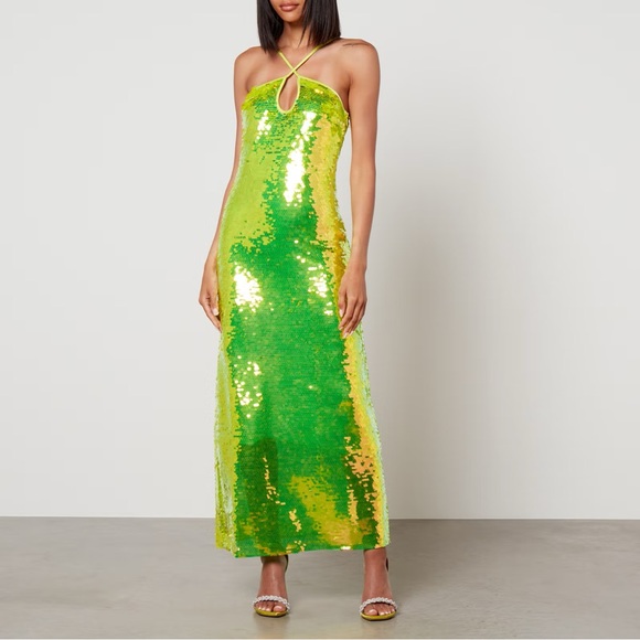 Cult Gaia Women Green Lily Sequin Sleeveless Dress Size S - Picture 2 of 12